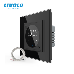 wi fi терморегулятор livolo для електричної теплої підлоги, чорний, скло